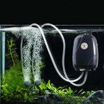RS-390 220V 5W Doppelausgang Einstellbare Durchflussrate Leise Aquarienluftpumpe Fischbecken-Sauerstoffluftpumpe, 5W