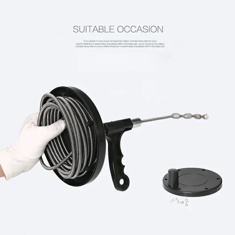 5m Metal Head kitchen Toilet Sewer Blockage Hand Tool Pipe Dredger Drains Dredge Pipes Sewer Sink Cleaning Clogs, Blockage Hand Tool Pipe