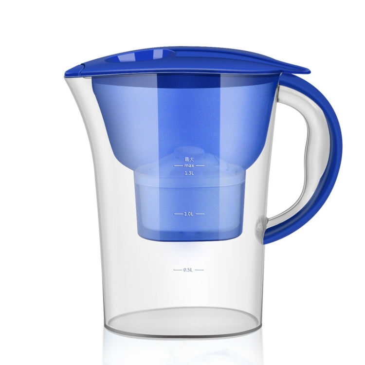 1,3-Liter tragbare Kaltwasserflasche mit Aktivkohlefilter für zu Hause, 1,3 l (Blau)