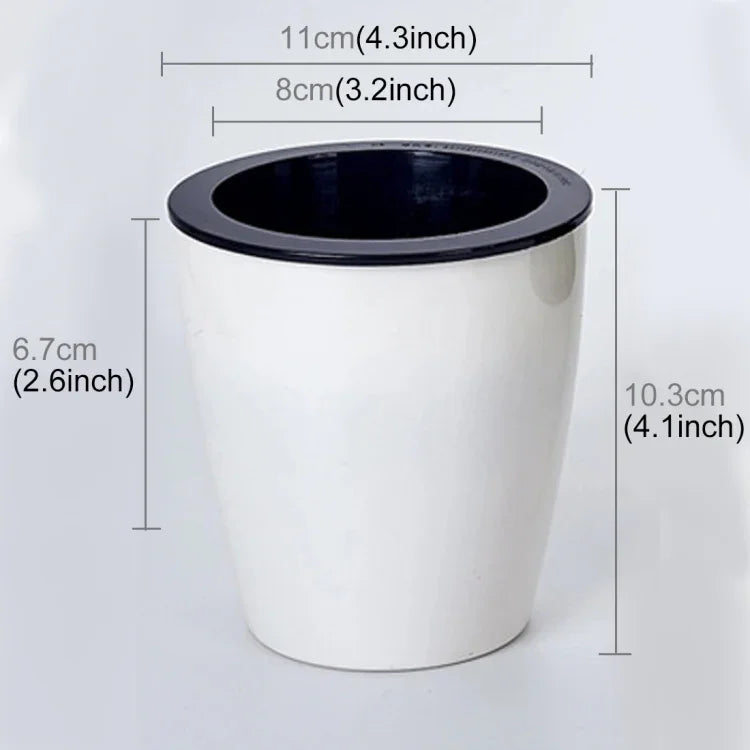 Faule Blumentöpfe, automatische wasserabsorbierende hydroponische Topfpflanzen, kreisförmige Blumentöpfe aus Harz und Kunststoff, zweischichtiges Design, selbstbewässernder Pflanztopf, Durchmesser: 11 cm, Höhe: 10,3 cm, Durchmesser: 11 cm, Höhe: 10,3 cm
