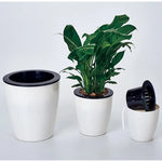 Faule Blumentöpfe, automatische wasserabsorbierende hydroponische Topfpflanzen, kreisförmige Blumentöpfe aus Harz und Kunststoff, zweischichtiges Design, selbstbewässernder Pflanztopf, Durchmesser: 11 cm, Höhe: 10,3 cm, Durchmesser: 11 cm, Höhe: 10,3 cm