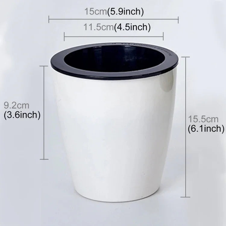 Faule Blumentöpfe, automatische wasserabsorbierende Hydrokultur-Topfpflanzen, runde Blumentöpfe aus Harz-Kunststoff, doppellagiges Design, selbstbewässernder Pflanztopf, Durchmesser: 15 cm, Höhe: 15,5 cm