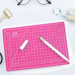 Junesix A5 Schneidematten-Set Schneidematte & Lineal & Schnitzmesser, Junesix A5 (Minzgrün), Junesix A5 (Pink), Junesix A5 (Blau), Junesix A5 (Lila)