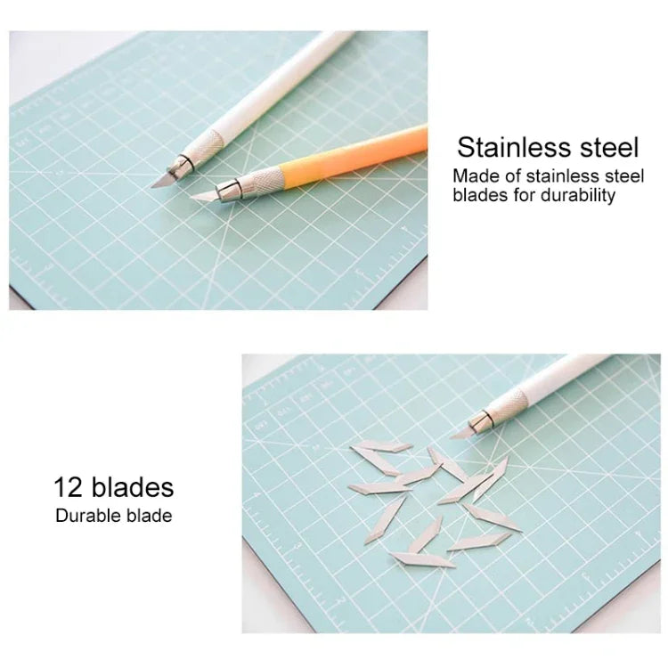 Junesix A5 Schneidematten-Set Schneidematte & Lineal & Schnitzmesser, Junesix A5 (Minzgrün), Junesix A5 (Pink), Junesix A5 (Blau), Junesix A5 (Lila)
