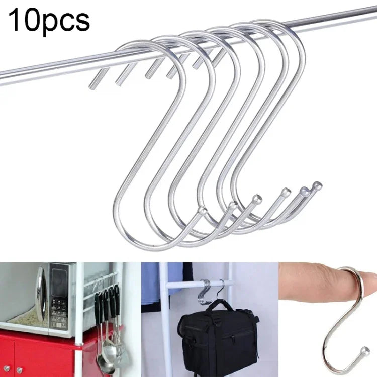 10 Stück 3 mm multifunktionale S-förmige Edelstahlhaken, Länge: 7 cm, 7 cm