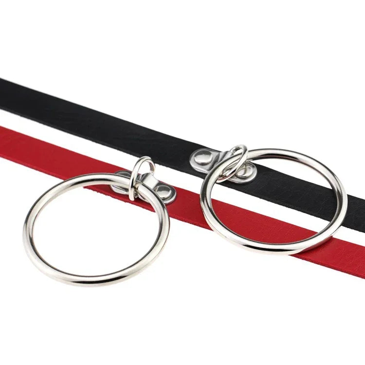 2 Stück Halsketten und Halsbänder im europäischen und amerikanischen Punk-Stil mit O-förmigem Ring aus Leder, Farbe zufällig, DHXQ03