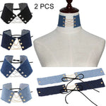 2 Stück Halsketten im europäischen und amerikanischen Retro-Stil mit Burr-Punk-Motiv, Gothic-Cowboy-Stil, modisches Schlüsselbein-Halsband, zufällige Farbauswahl, NZXL04