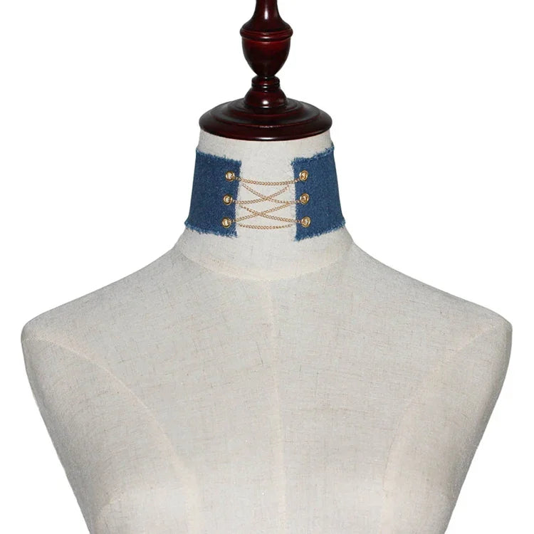 2 Stück Halsketten im europäischen und amerikanischen Retro-Stil mit Burr-Punk-Motiv, Gothic-Cowboy-Stil, modisches Schlüsselbein-Halsband, zufällige Farbauswahl, NZXL04