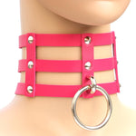 Harajuku Fashion Punk Gothic Nieten Halsband Hand 3-reihig Käfig Lederhalsband, (Rot+Weiß+Rot), (Weiß), (Dunkelblau+Gelb+Grün), (Magenta), (Dunkelblau+Gelb+Dunkelblau), Schwarz, (Rot+Grün+Rot), (Gelb), Kaffee, (Lila), (Braun), Schwarz+Rot+Gelb...