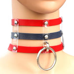 Harajuku Fashion Punk Gothic Nieten Halsband Hand 3-reihig Käfig Lederhalsband, (Rot+Weiß+Rot), (Weiß), (Dunkelblau+Gelb+Grün), (Magenta), (Dunkelblau+Gelb+Dunkelblau), Schwarz, (Rot+Grün+Rot), (Gelb), Kaffee, (Lila), (Braun), Schwarz+Rot+Gelb...