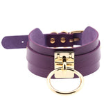 Europäische und amerikanische Harajuku-Halskette aus PU-Leder mit Goldring, breites, knöpfbares Halsband in O-Form mit Goldring, Goldring
