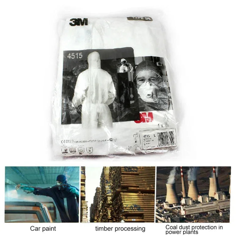 3M 4515 Einteiliger antistatischer Chemikalienschutzanzug, staubdicht, für Sandstrahlarbeiten, mit Kapuze, Größe: L, 3M L