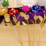 24K Goldfolie veredelte Dekoration Rose Kunstblume, zufällige Farbauswahl, 24K Goldfolie veredelt