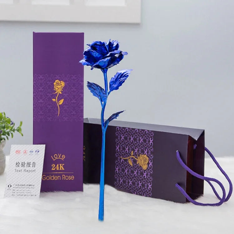 24K Goldfolie veredelte Dekoration Rose Kunstblume, zufällige Farbauswahl, 24K Goldfolie veredelt