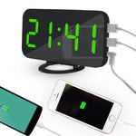 Multifunktionaler Kreativer Spiegel-LED-Wecker mit Schlummerfunktion und 2 USB-Ladeanschlüssen