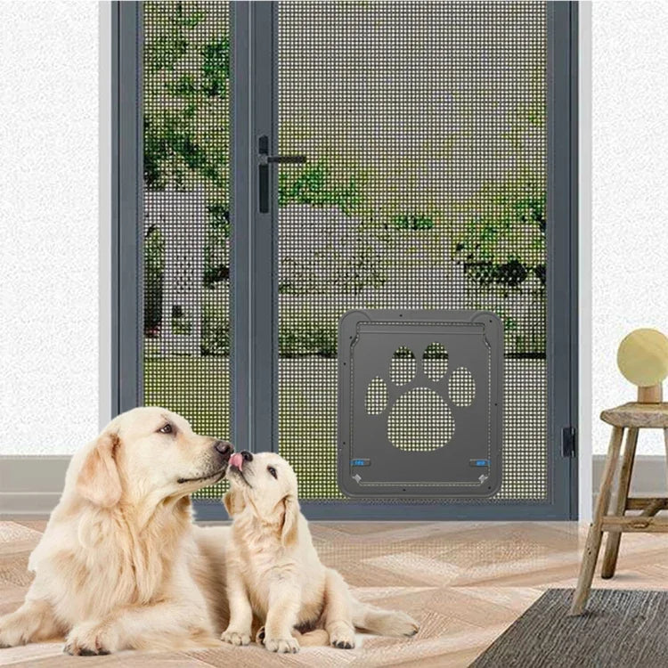 Hunde- und Katzengittertür mit Pfotenabdruckmuster, abschließbar, Größe: 42 x 37 cm