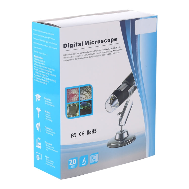 USB-Mikroskop HD 0,3MP Bildsensor 2560x1920P USB Digitalmikroskop mit 8 LEDs & professionellem Stativ