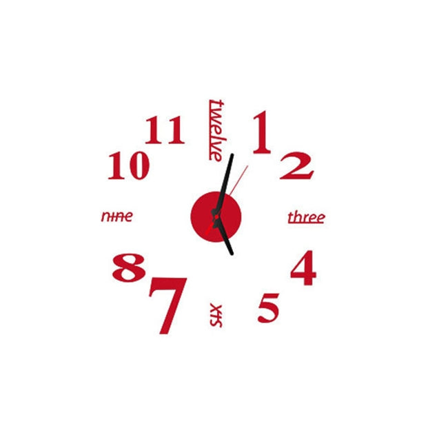 Lovelife WC37130 Acryl Englisch Digital DIY Stereo Wanduhr Wandtattoo Uhr