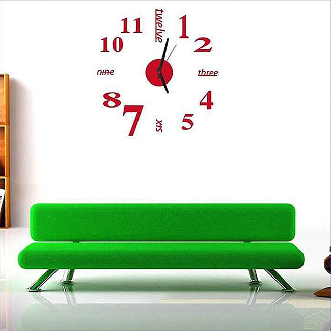 Lovelife WC37130 Acryl Englisch Digital DIY Stereo Wanduhr Wandtattoo Uhr