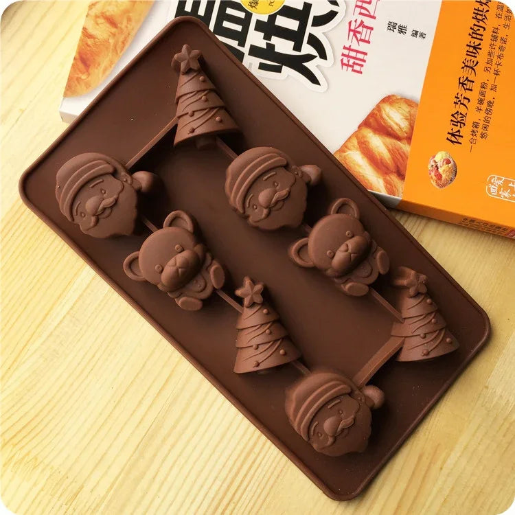 2 Stück Weihnachtsbaum Weihnachtsmann Schokoladen-Dessert Gebäck Küche Backen Silikon-Eisgitterform, Weihnachtsmann
