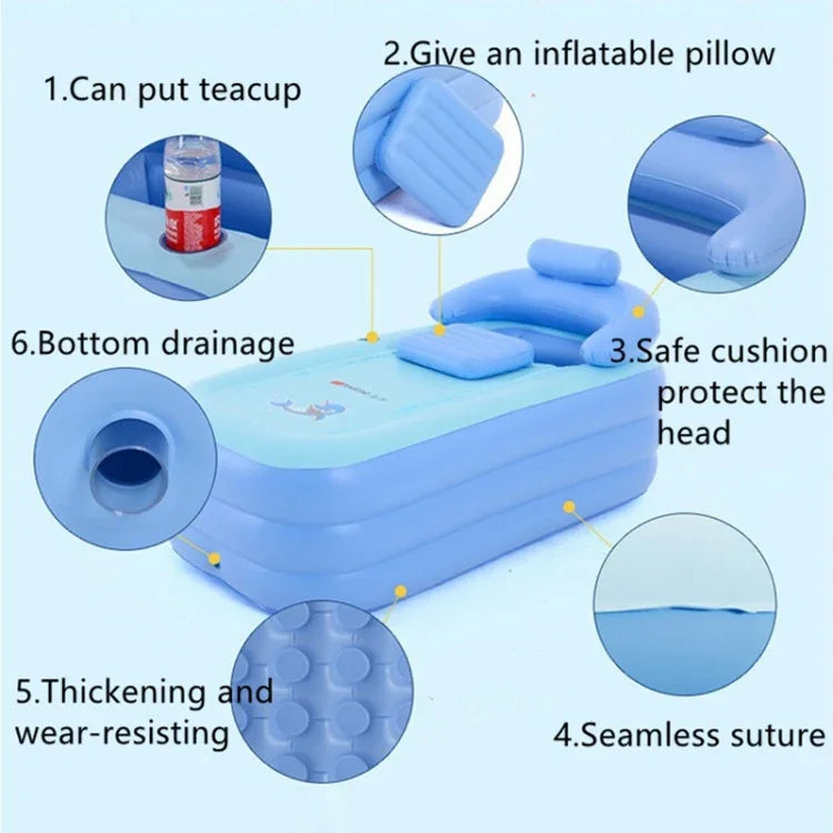 YT-038 Zusammenklappbarer aufblasbarer warmer Badezuber mit Schwammboden, Erwachsenenbad, Baby-Schwimmbecken mit Ladepumpe, Schwimmbecken