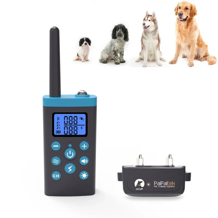 Automatisches Antibellhalsband-System zur Haustiererziehung + Elektroschockhalsband aus PU-Leder für Hunde, PD525