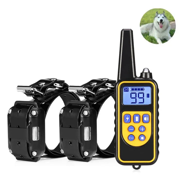 880-2 Wiederaufladbares Hundetrainingshalsband mit Fernbedienung (Reichweite 800 Yards), Antibellgerät, 880-2 Schwarz, 880-2 Schwarz+Orange