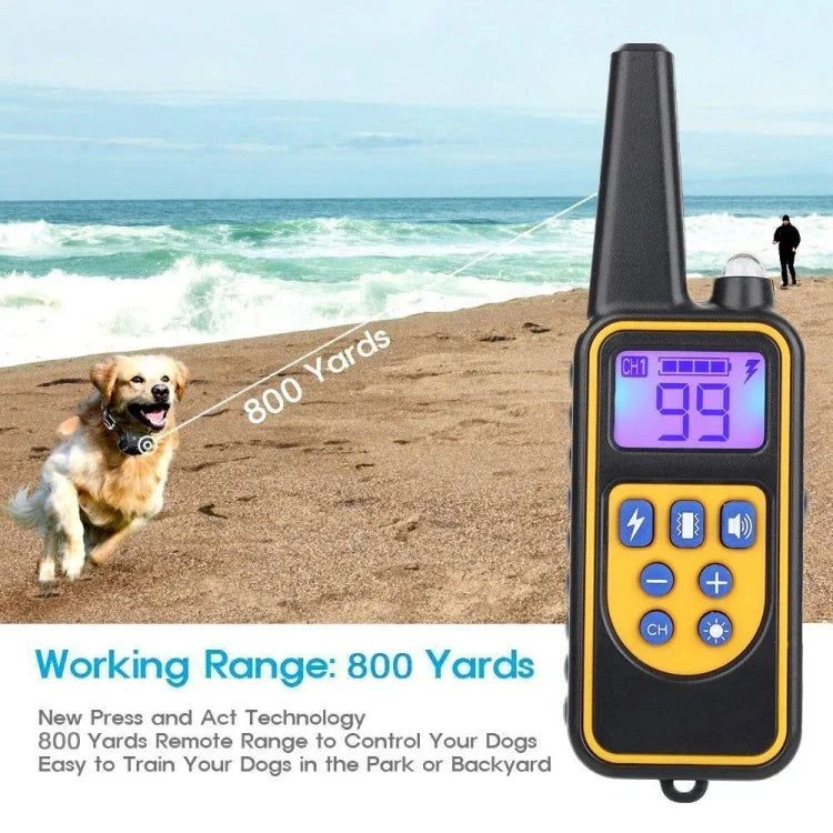 880-2 Wiederaufladbares Hundetrainingshalsband mit Fernbedienung (Reichweite 800 Yards), Antibellgerät, 880-2 Schwarz, 880-2 Schwarz+Orange