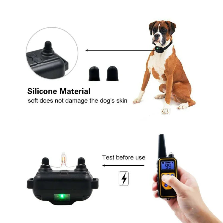 880-2 Wiederaufladbares Hundetrainingshalsband mit Fernbedienung (Reichweite 800 Yards), Antibellgerät, 880-2 Schwarz, 880-2 Schwarz+Orange