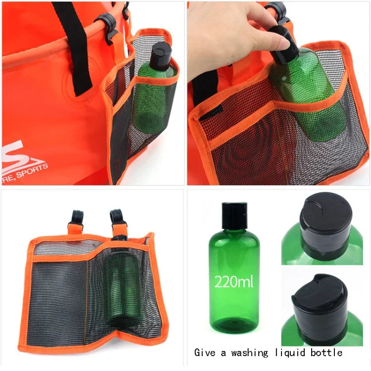 30L 4-in-1 PVC Outdoor Faltbarer Doppel-Abtropfkorb Camping Angelausrüstungstasche