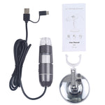 1600X Vergrößerung HD Bildsensor 3 in 1 USB Digitalmikroskop mit 8 LED & professionellem Ständer