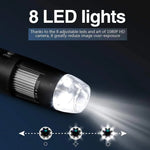 1600X Vergrößerung HD Bildsensor 3 in 1 USB Digitalmikroskop mit 8 LED & professionellem Ständer
