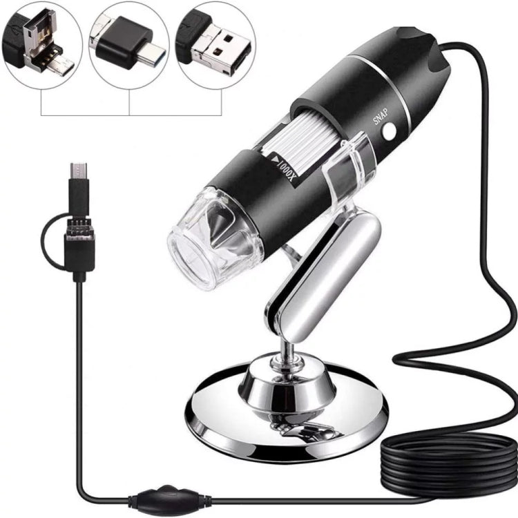 1600X Vergrößerung HD Bildsensor 3 in 1 USB Digitalmikroskop mit 8 LED & professionellem Ständer