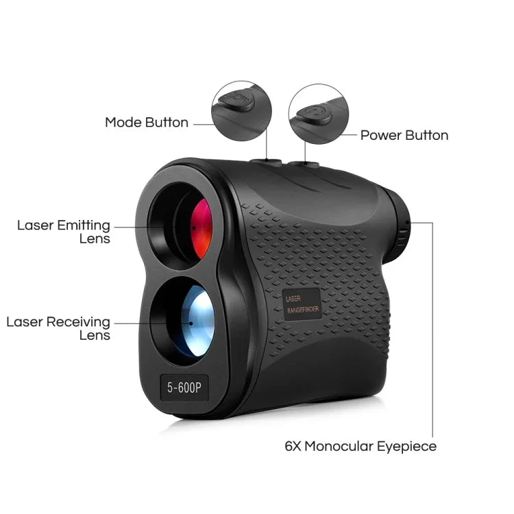 5-600P Handheldes Golf-Laser-Entfernungsmessgerät, Fernglas-Entfernungsmesser, 600m, 5-600m