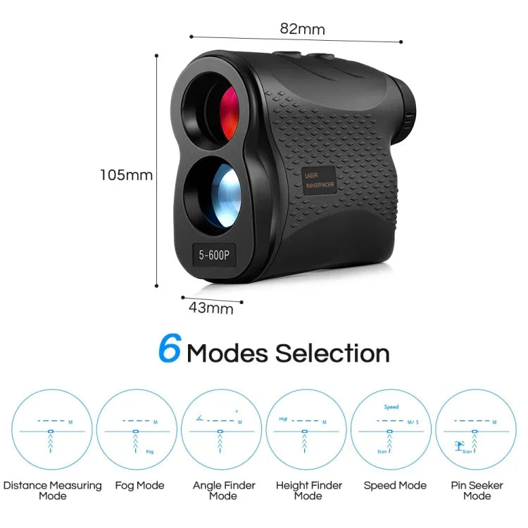 5-600P Handheldes Golf-Laser-Entfernungsmessgerät, Fernglas-Entfernungsmesser, 600m, 5-600m