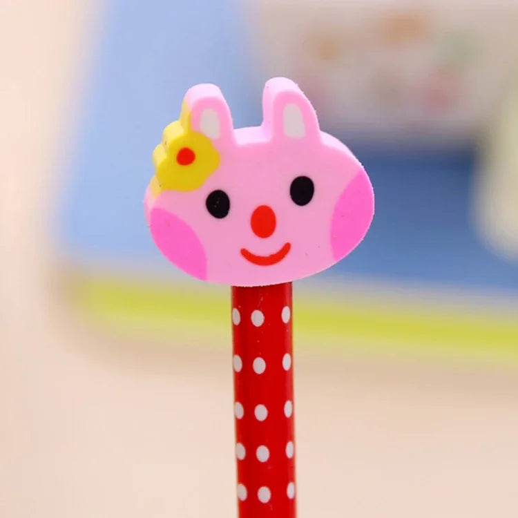 10 Stück Kreative Schreibwaren Cartoon-Tierserie Holz HB Bleistift mit Radiergummi Kinderbleistifte für Kinder Schul- und Bürobedarf, Zufällige Farblieferung, HB Bleistift mit Radiergummi