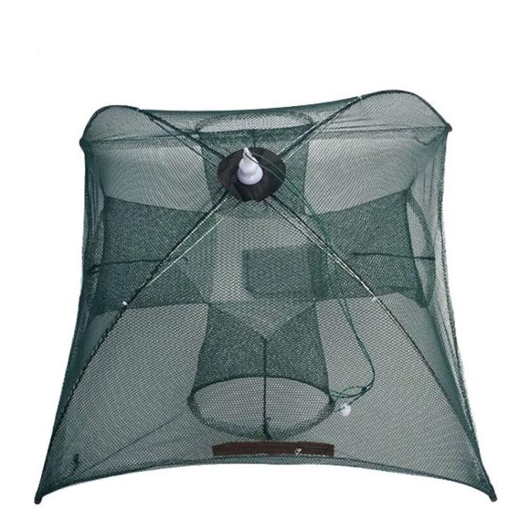 4 Löcher Automatisches Klappbares Fischnetz Nylon Garnelenkrabben-Minnow-Reusen-Wurfnetz Angelgerät, 4 Löcher