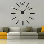 39 inch Bedroom Home Office Decoration Modern Frameless Large DIY 3D Mirror Wall Sticker Mute Clock, MH101  (Black), M001 (Gold), M001 (Silver)