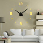 Schlafzimmer-Wohndekoration, verspiegelte, rahmenlose 3D DIY Wanduhr, Größe: 100*100cm, 3M005 (Schwarz), 3M005 (Gold), 3M005 (Silber)