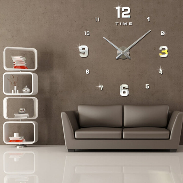 Schlafzimmer-Wohndekoration, verspiegelte, rahmenlose 3D DIY Wanduhr, Größe: 100*100cm, 3M005 (Schwarz), 3M005 (Gold), 3M005 (Silber)