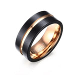 Klassischer Herrenring im europäischen und amerikanischen Stil aus reinem Wolframcarbid, handgebürstet und roségoldplattiert, Größe: 12, Durchmesser: 21,5 mm, Umfang: 67,5 mm