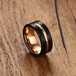 Klassischer Herrenring im europäischen und amerikanischen Stil aus reinem Wolframcarbid, handgebürstet und roségoldplattiert, Größe: 12, Durchmesser: 21,5 mm, Umfang: 67,5 mm