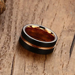 Klassischer Herrenring im europäischen und amerikanischen Stil aus reinem Wolframcarbid, handgebürstet und roségoldplattiert, Größe: 12, Durchmesser: 21,5 mm, Umfang: 67,5 mm