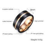 Klassischer Herrenring im europäischen und amerikanischen Stil aus reinem Wolframcarbid, handgebürstet und roségoldplattiert, Größe: 12, Durchmesser: 21,5 mm, Umfang: 67,5 mm