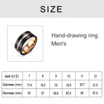 Klassischer Herrenring im europäischen und amerikanischen Stil aus reinem Wolframcarbid, handgebürstet und roségoldplattiert, Größe: 12, Durchmesser: 21,5 mm, Umfang: 67,5 mm