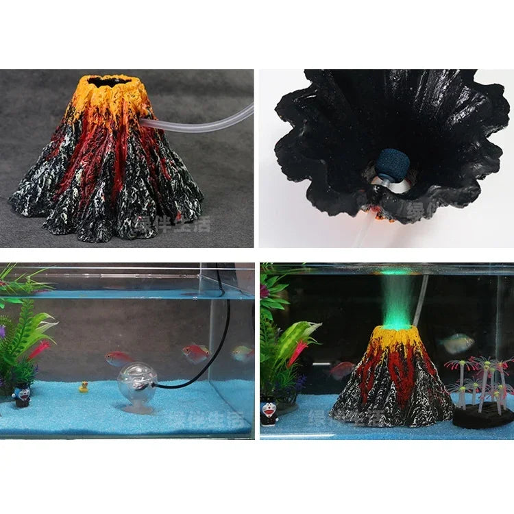 Künstlicher Baum Pflanzen Gras Aquarium Dekoration Vulkanfelsen Landschaft, Kreativer Felsengarten Harz Ornamente Aquarium Luftpumpe, Größe: S, 8,5*5,5*2,0 cm, Größe: S, 8,5*5,5*2,0 cm