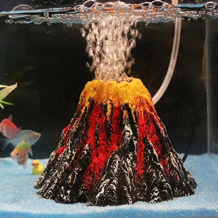 Künstlicher Baum Pflanzen Gras Aquarium Dekoration Vulkanfels Landschaft, kreative Felsengarten Harz Ornamente Aquariumpumpe, Größe: L, 15*9,5*3,3 cm