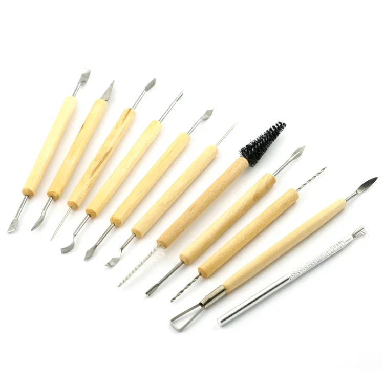 11-in-1 Holz DIY Ton-Ausstecher-Set, Töpferton-Skulptur-Messer-Set, Skulptur-Messer-Set