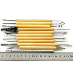 11-in-1 Holz DIY Ton-Ausstecher-Set, Töpferton-Skulptur-Messer-Set, Skulptur-Messer-Set