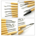 11-in-1 Holz DIY Ton-Ausstecher-Set, Töpferton-Skulptur-Messer-Set, Skulptur-Messer-Set